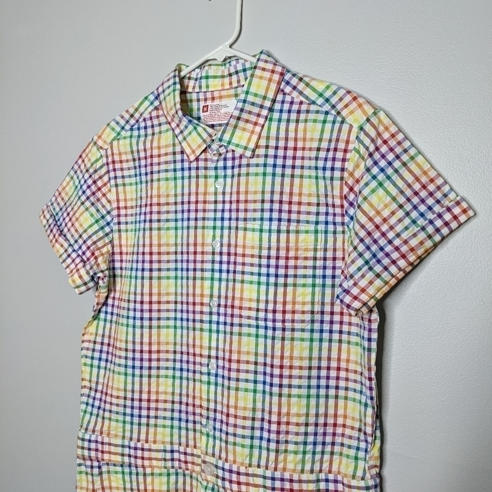 Target Pastel Rainbow Plaid Short-Sleeve Romper - Picture 4 of 9